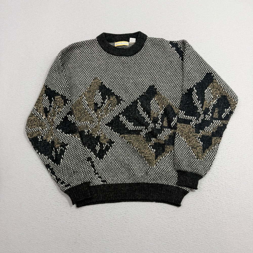 Vintage Adam Sloane Sweater Medium Abstract Geometric Knit Crewneck Grandpa 90s
